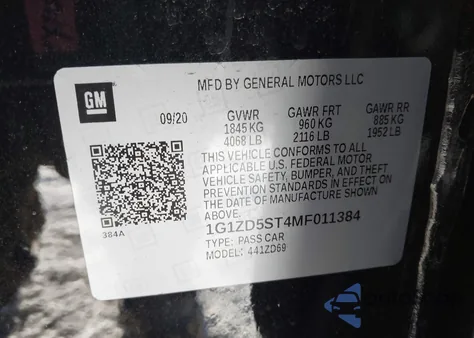 2021 Chevrolet Malibu Fwd Lt z USA, uszkodzony, nr VIN 1G1ZD5ST4MF011384